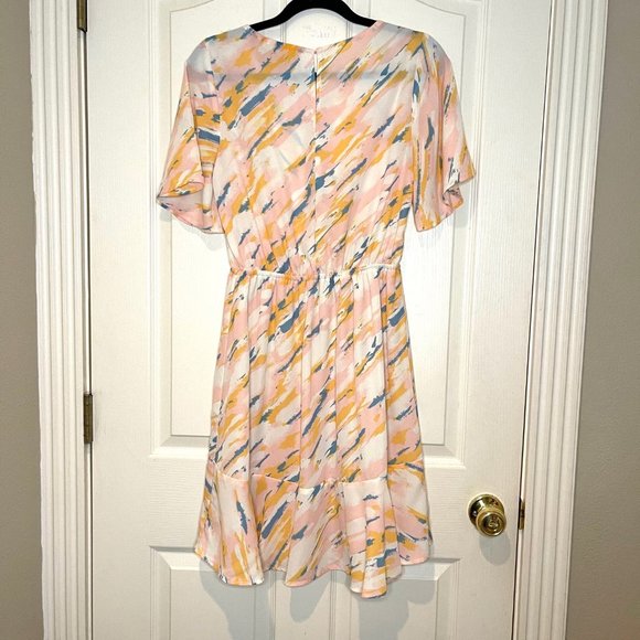 Lush Flutter Sleeve Ruffle Abstract Dress M - Picture 5 of 12
